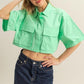HYFVE Front Pockets Poplin Collared Neck Crop Shirt - DAVERRI FASHIONS