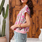 SO ME Button Front Floral and Stripe Knitted Sweater Vest