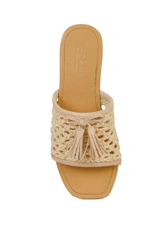 Cedar Handwoven Natural Tassel Flats Shoes