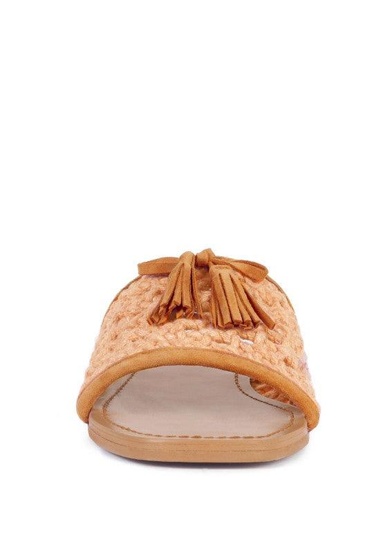 Cedar Handwoven Natural Tassel Flats Shoes