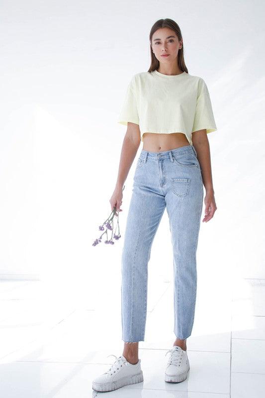 Patched Pocket Boyfriend Jeans Jeans