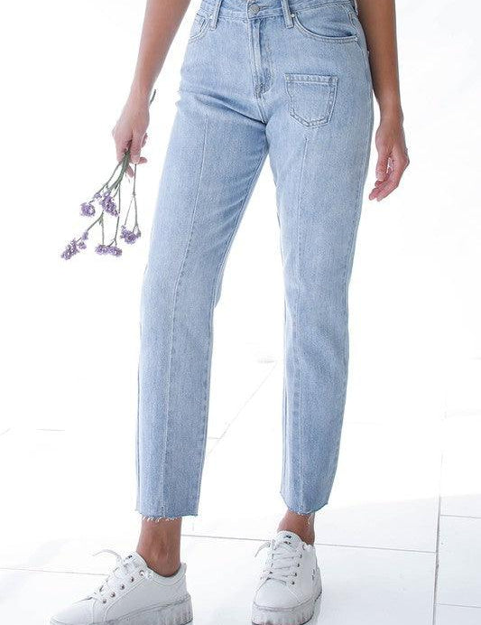 Patched Pocket Boyfriend Jeans MEDIUM Jeans