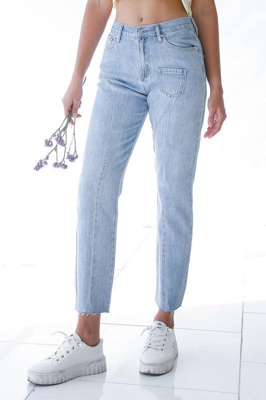 Patched Pocket Boyfriend Jeans MEDIUM Jeans