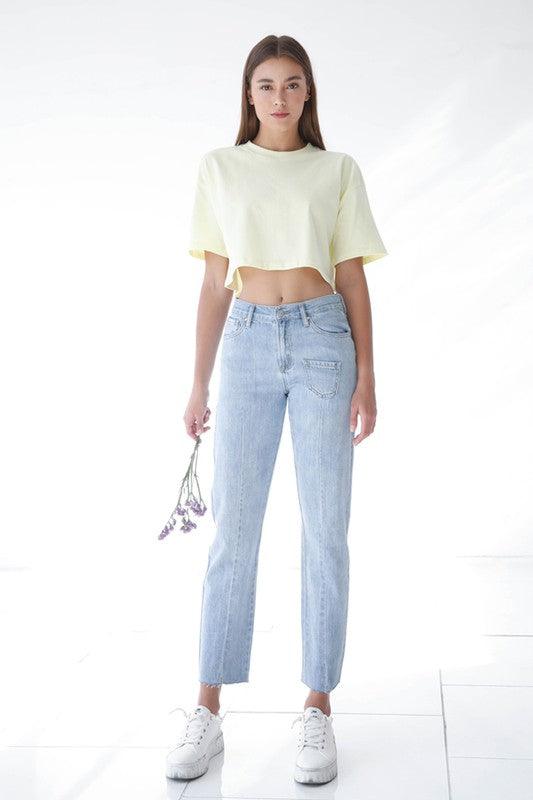 Patched Pocket Boyfriend Jeans Jeans