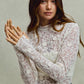 Delicate ivory SO ME lace long-sleeve top with 3D floral embroidery