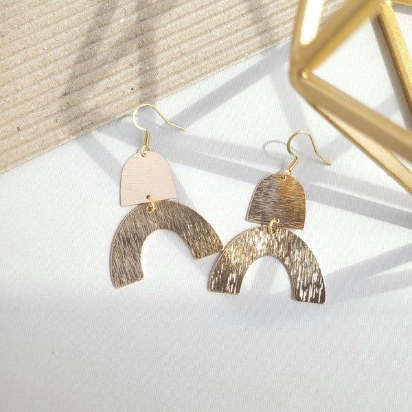 Gold Plated Arch Dangle Earrings Earrings
