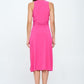 Renee C Deep V Neck Side Slit Lined Dress Midi Dresses