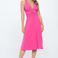 Renee C Deep V Neck Side Slit Lined Dress Midi Dresses
