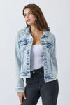 RISEN Button Up Washed Denim Jacket - DAVERRI FASHIONS