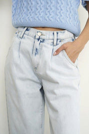 High Waisted Slouchy Ankle Jeans Light Wash Jeans