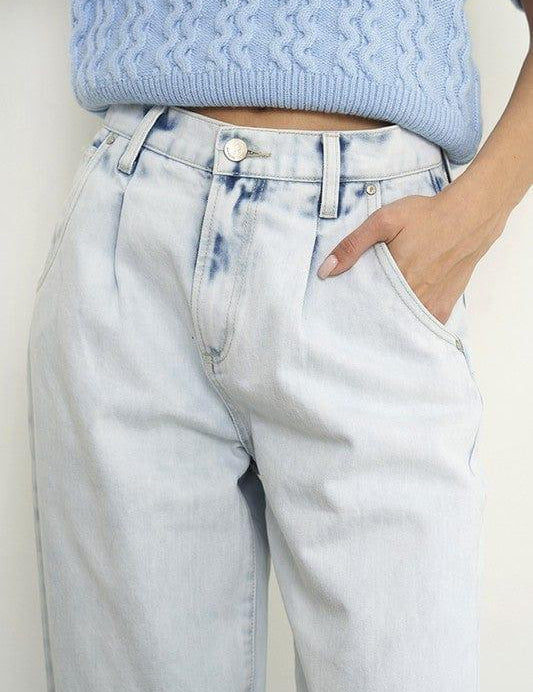 High Waisted Slouchy Ankle Jeans Light Wash Jeans