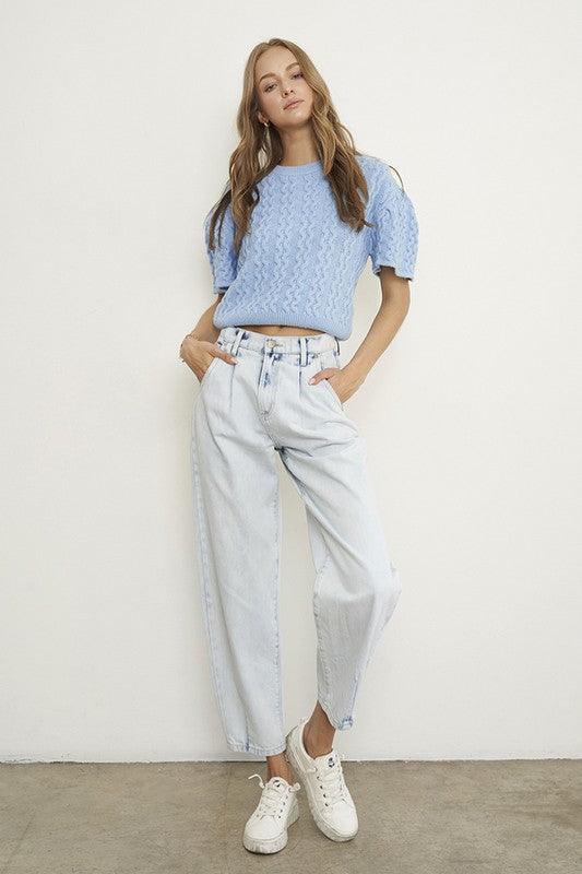 High Waisted Slouchy Ankle Jeans Jeans