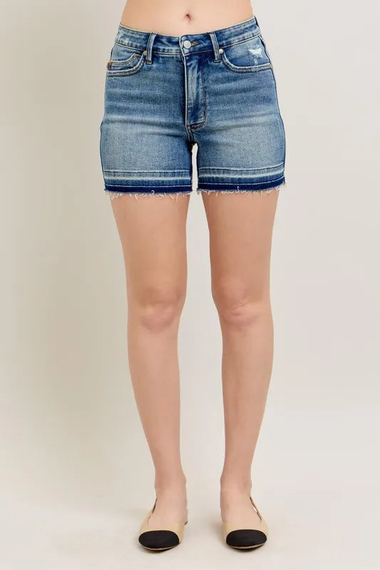 Judy Blue Mr Tummy Control Vintage Wash Release Hem Shorts