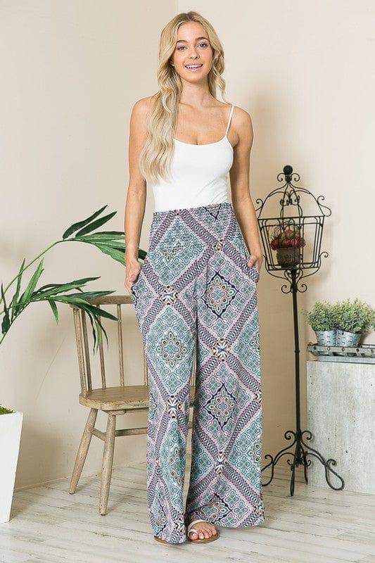 Smocked Wide Leg Pants Pants