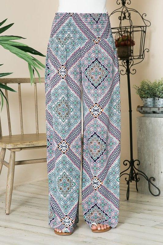 Smocked Wide Leg Pants Pants