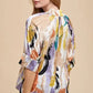 Annie Wear Multi Color Printed V-Neck Open Woven Blouse Top - DAVERRI FASHIONS