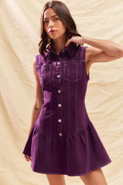 SO ME Button Down Sleeveless Collared Game Day Mini Dress | Mini Dresses Daverri Fashions
