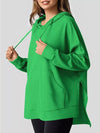 Vibrant green Daverri Fashions oversized drawstring side slit hoodie