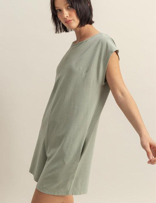 HYFVE Round Neck Cap Sleeve Relaxed Fit Breezy Romper | Rompers Daverri Fashions