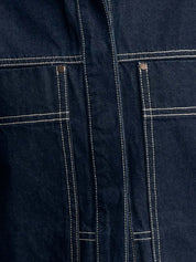 Cropped Short Sleeve Contrast Stitch Denim Top | Tops Daverri Fashions