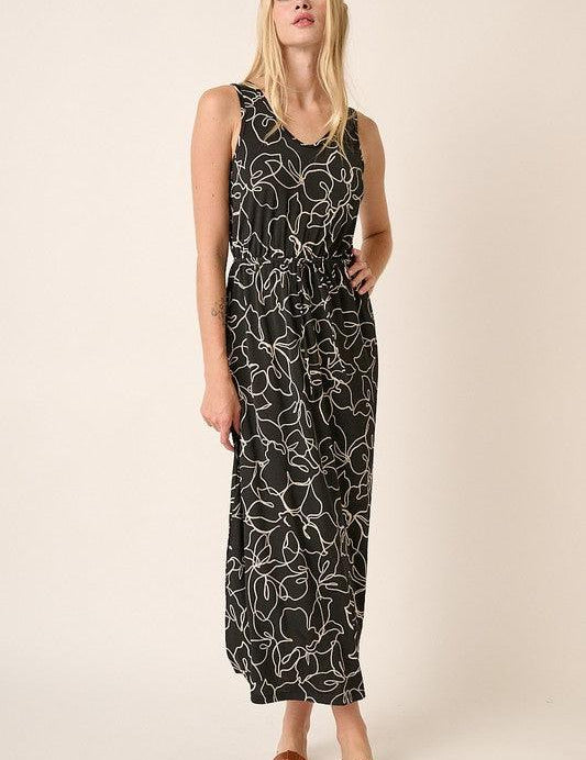 Mittoshop Side Slit Flower Print V-Neck Sleeveless Dress | Daverri Fashions