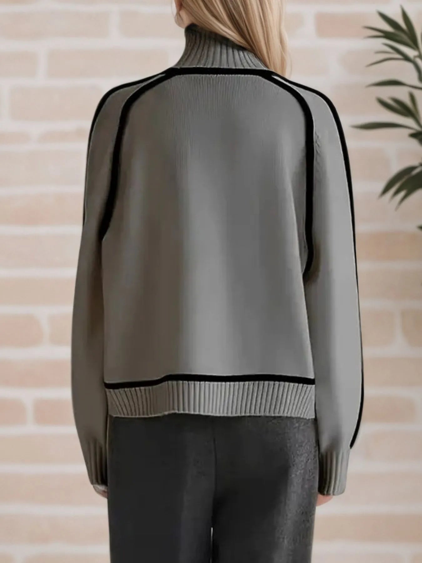 Contrast Trim Turtleneck Sweater | Sweaters Daverri Fashions