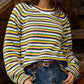 Rainbow Striped Pullover Sweater - DAVERRI FASHIONS