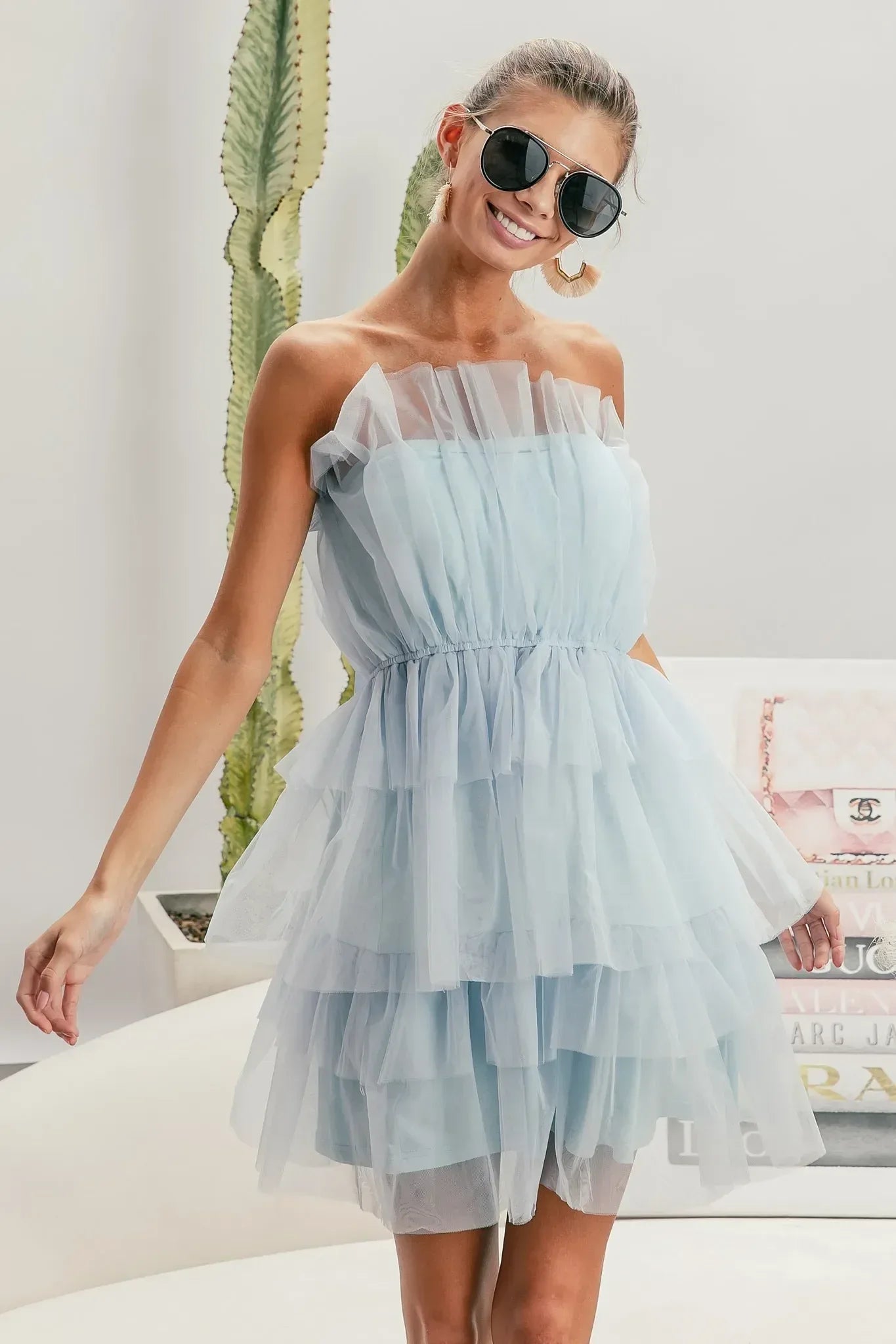 BiBi Sleeveless Layered Organza Dress - DAVERRI FASHIONS