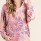 BiBi Circular Tie Dye Print Terry Hoodie with Kangaroo - DAVERRI FASHIONS