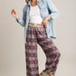 Umgee Full Size Mixed Print Elastic Waistband Pants Plus Size Pants