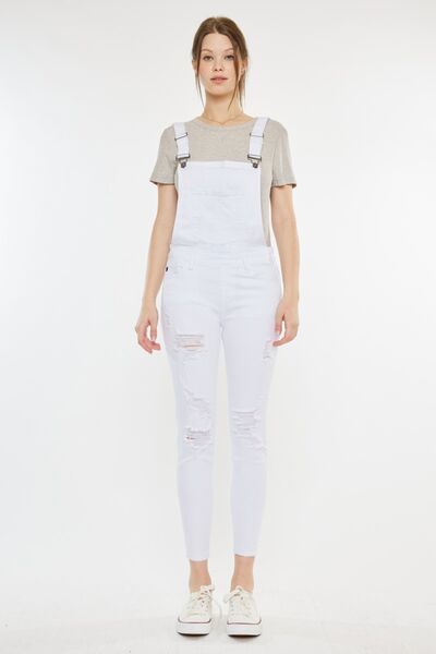 Kancan Distressed Skinny Denim Overalls Overalls