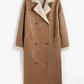 Cozy camel plus size drop shoulder sherpa longline coat