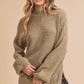 Cozy oversized olive green Aemi + Co mock neck knit sweater small