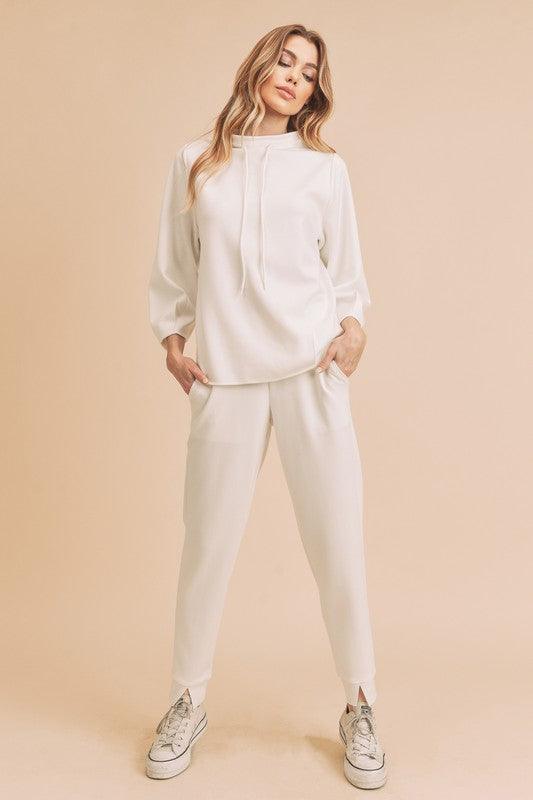 Aemi+Co Mock Neck Pullover Top WHITE Tops