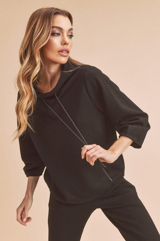 Aemi+Co Mock Neck Pullover Top BLACK Tops