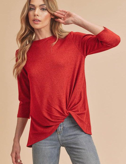 RED Aemi+Co Front Twist Top | Tops Daverri Fashions