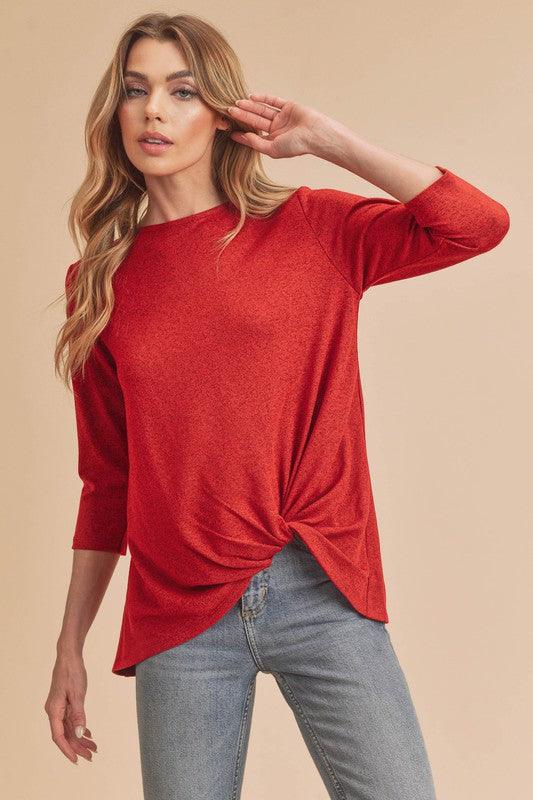 RED Aemi+Co Front Twist Top | Tops Daverri Fashions