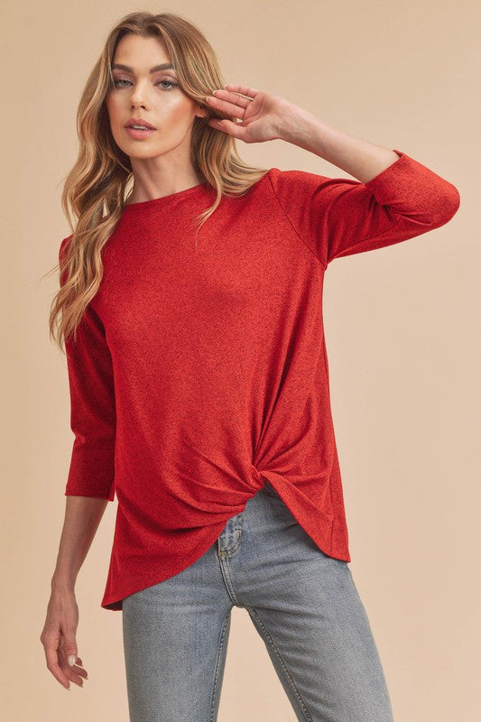 Aemi+Co Front Twist Top RED Tops