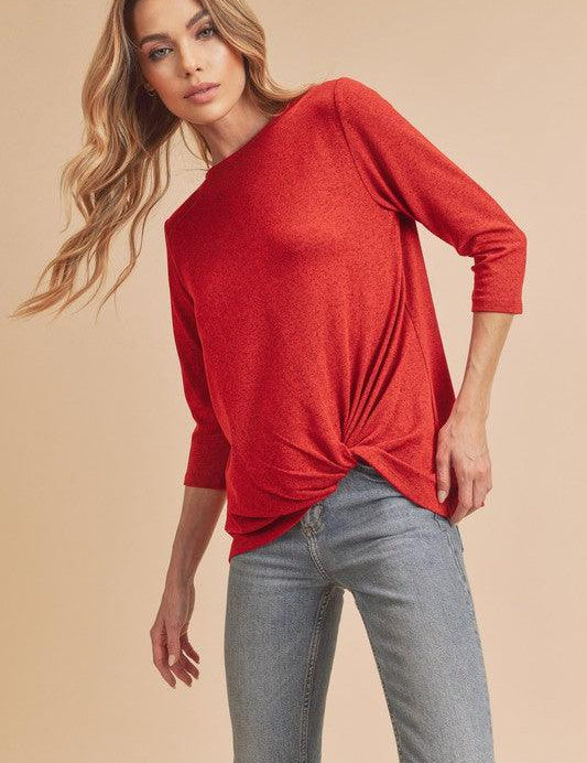 Aemi+Co Front Twist Top | Tops Daverri Fashions