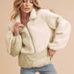 Aemi+Co Fleece Half Zip Pullover WHITE Jackets