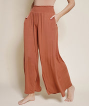 Smocked Waist Organic Bamboo Palazzo Pants Pants