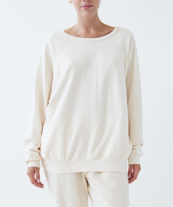 Garment Dyed Loose Fit French Terry Cotton Pullover vanilla Sweatshirts