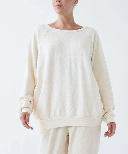 Garment Dyed Loose Fit French Terry Cotton Pullover - DAVERRI FASHIONS