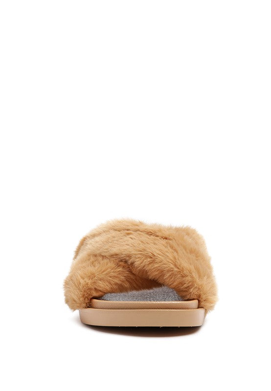 HOMEY FUR SLIP-ON FLATS | Slippers Daverri Fashions