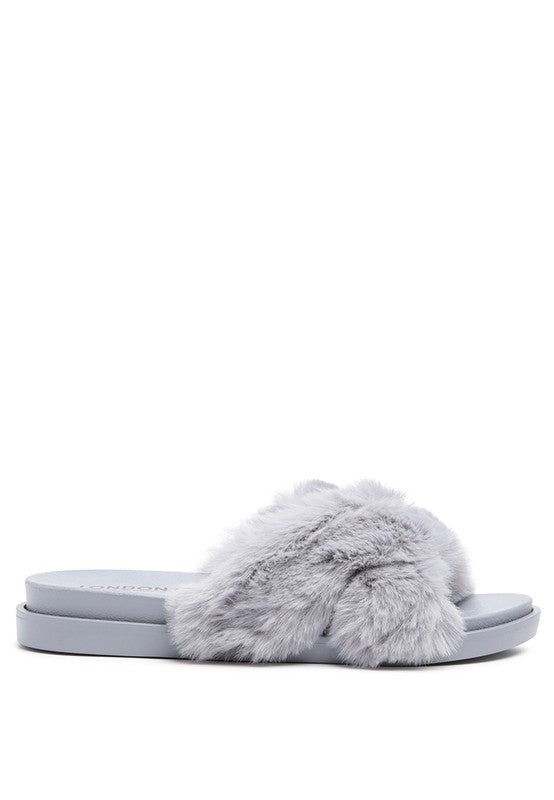 HOMEY FUR SLIP-ON FLATS | Slippers Daverri Fashions