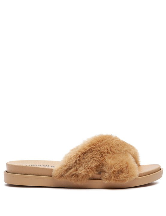 HOMEY FUR SLIP-ON FLATS | Slippers Daverri Fashions