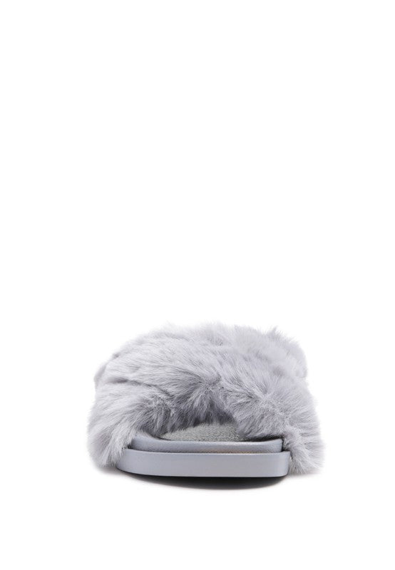 HOMEY FUR SLIP-ON FLATS | Slippers Daverri Fashions