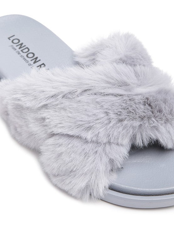 HOMEY FUR SLIP-ON FLATS | Slippers Daverri Fashions