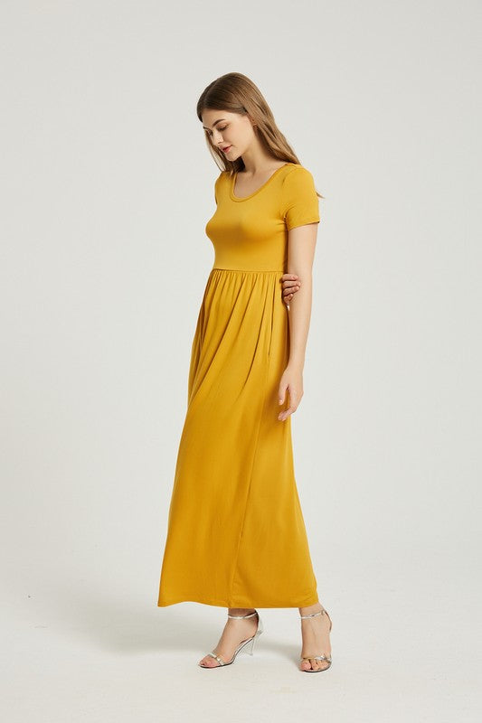 Women's Casual Short Sleeve Maxi Dress With Pockets Maxi Dresses