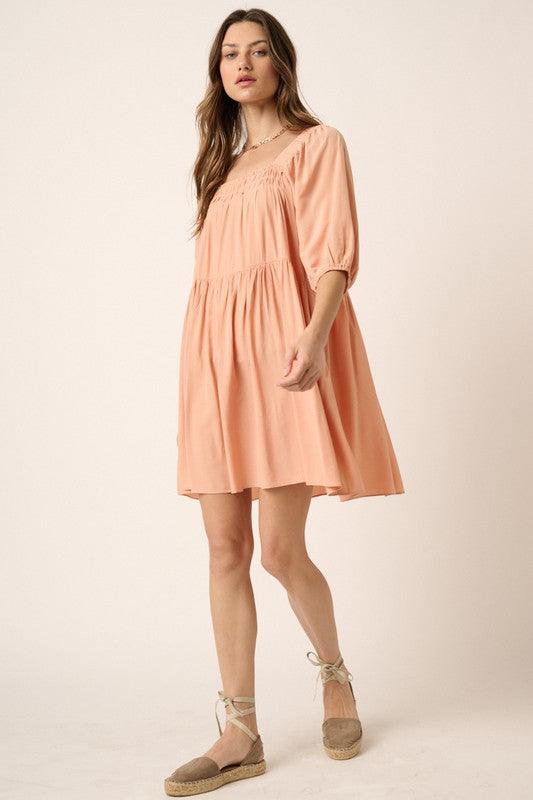 Mittoshop Pintuck Detail Tie Back Mini Dress | Mini Dresses Daverri Fashions